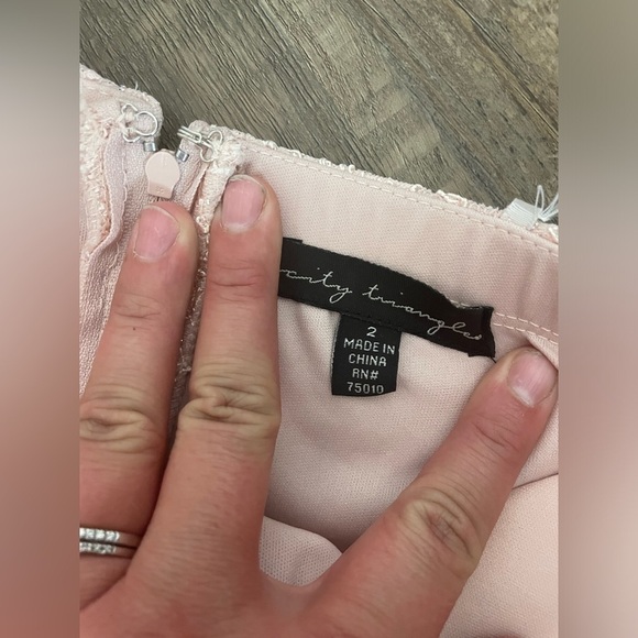 Pink Lace Rhinestone Bridesmaid Dress 2 - Picture 4 of 6